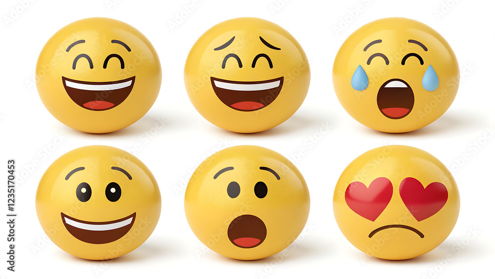 Ilustración de Stock Smiling and Affectionate emojis 3D set. Emoticons ...