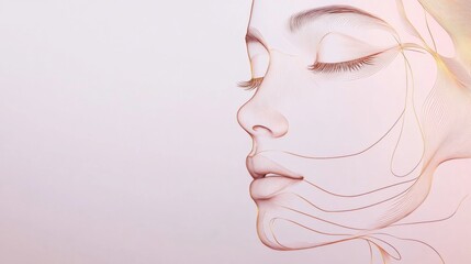 Aufkleber - Silhouette of a womans face with golden ratio lines showcasing beauty and proportion principles. Generative AI