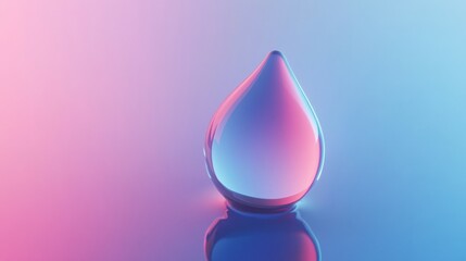 Leinwandbilder - Colorful water droplet reflecting light in pink and blue gradient background. Generative AI
