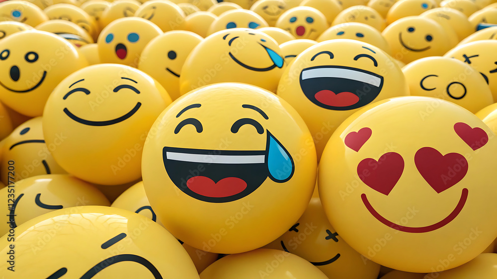 Ilustración de Stock Smiling and Affectionate emojis 3D set. Emoticons ...
