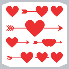 Romantic Red Heart Icons Full Vector Style Collection