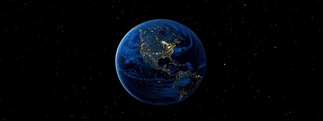 Wall Mural - Stunning Earth at Night Image From Space North America