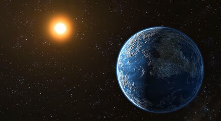 Wall Mural - Stunning Earth and Sun Space Image Digital Art
