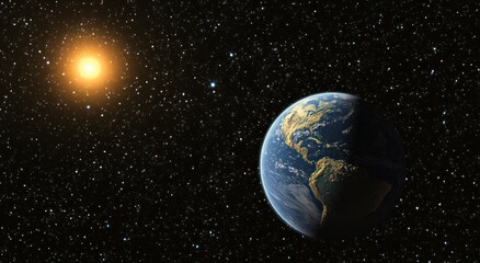 Wall Mural - Earth and Sun in Space Stunning Astronomy Image