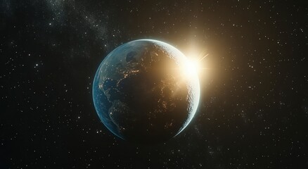 Wall Mural - Stunning Earth Sunrise Space View Planet Wallpaper