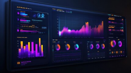 Wall Mural - futuristic data visualization with bright colors and graphic elements