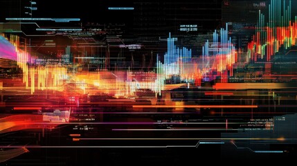 Wall Mural - dynamic abstract digital visualization of data analysis trends
