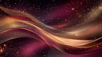 Wall Mural - Abstract Cosmic Background with Colorful Waves and Stars in Space