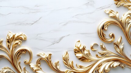 Wall Mural - golden baroque ornament on white background