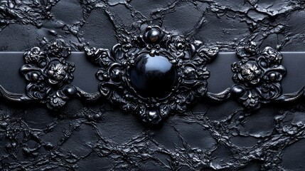 Canvas Print - Black ornate jewel, textured backdrop, design element