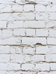 Wall Mural - A close-up shot of a pristine white brick wall perfect for background use, texture