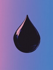 Fototapete - Black liquid droplet against a colorful gradient background showcasing elegance and contrast. Generative AI