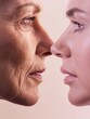 © Anat art - Contrast of youth and aging displayed in two faces reflecting life experiences and beauty. Generative AI