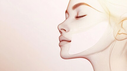 Aufkleber - Silhouette of a womans face with golden ratio lines illustrating beauty principles and geometric harmony. Generative AI