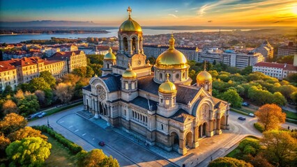 Wall Mural - Aerial View: Dormition Cathedral, Varna, Bulgaria - Stunning Architecture