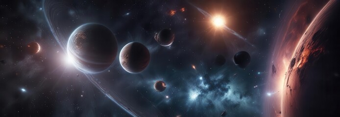 deep space cosmos galaxy background with stars and planets, universe, nebula