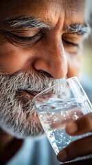 Wall Mural - Senior Man Enjoying a Refreshing Drink