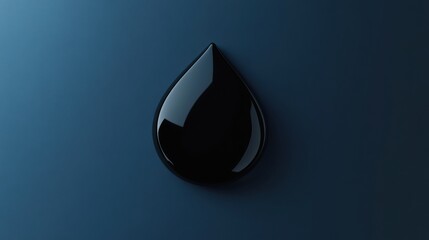 Poster - Black liquid drop on a smooth dark background reflecting light under subtle angles. Generative AI