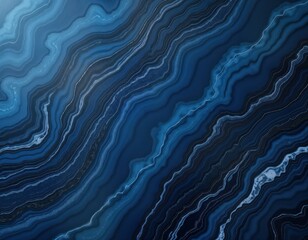 Aufkleber - Dark navy blue marble pattern with wavy lines. Abstract macro view of stone texture. Mineral tile background. Ideal for interior design projects. Decorative, luxury material. Natural stone pattern.