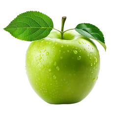 Wall Mural - A ripe green apple with a slight natural shine, isolated on a white background