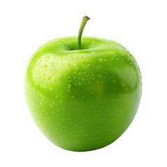 Wall Mural - A ripe green apple with a slight natural shine, isolated on a white background