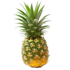 Wall Mural - A whole pineapple with a spiky green top, isolated on a white background