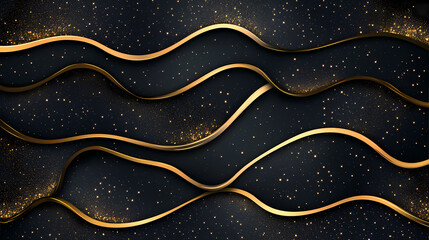 Elegant black and gold abstract background with sparkling texture, luxury design. Opulent Gold. Illustration