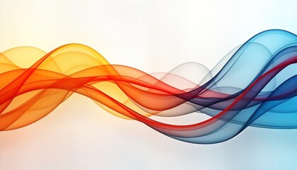 Fototapete - Abstract design concept art featuring colorful wavy lines. Dynamic, smooth curves in various shades of orange red, blue create futuristic pattern. Intricate design suggests movement, light. Creative