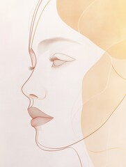 Aufkleber - Silhouette depicting a womans face with golden ratio lines illustrating beauty and proportion. Generative AI