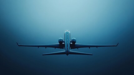 Poster - Silhouette of a sleek airplane flying through a clear blue sky during late afternoon. Generative AI