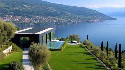 Poster - Modern Lakeside Villa with Infinity Pool and Scenic Views