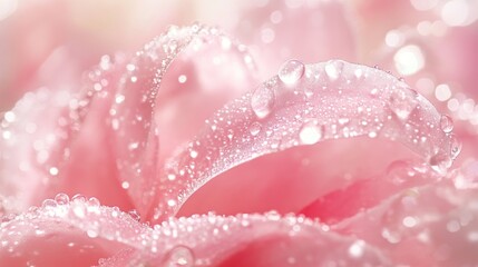 Sticker - Delicate Pink Petals Glistening With Dew Drops