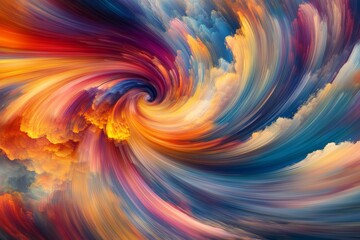 Wall Mural - an abstract watercolor sunset sky featuring orange and purple hues
