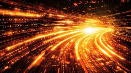 Glowing Data Streams in a Digital Tunnel