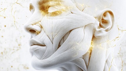 Poster - Facial muscles and contours illustrated in a detailed anatomical representation showcasing human structure and beauty. Generative AI