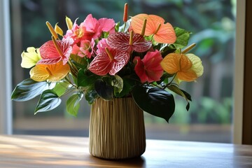 Poster - Vibrant Anthurium and Alstroemeria Flower Arrangement