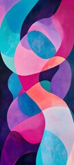Wall Mural - a vibrant abstract composition with fluid shapes and gradients of pink, purple, and turquoise