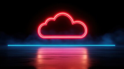 Wall Mural - radiant red neon cloud, a captivating fusion of light and color in dramatic nightscape