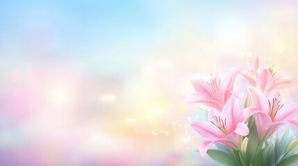 Wall Mural - delicate pink flowers in soft focus, a stunning floral display of nature's beauty