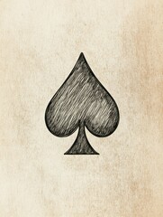 Fototapete - Simple drawing of a spade symbol on textured background represents card games and gambling. Generative AI