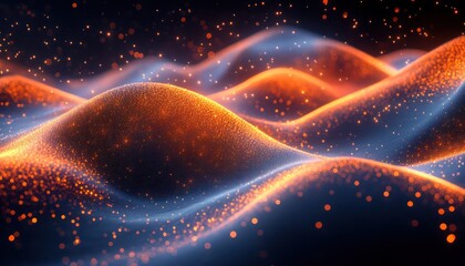 Wall Mural - overlapping glowing waves forming a futuristic layered abstract design