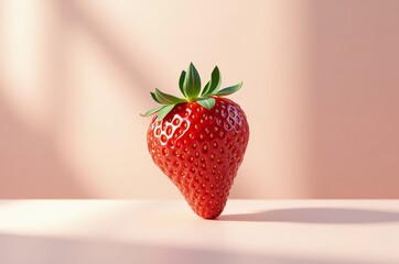 Wall Mural - A vibrant red fruit with a green top and numerous seeds