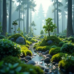 Sticker - A serene and peaceful forest scene