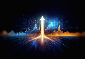 Leinwandbilder - Abstract blue and orange digital data visualization, with a glowing effect on a dark background.