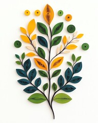 Wall Mural - crafted colorful paper quilling techniques textured layers colorful paper quilling leaves and flower