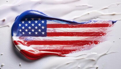 Poster - Creative American Flag Design Painted on White Background