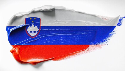 Canvas Print - Slovenia Flag Painted on White Surface Brushstroke