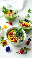 Wall Mural - A delicious and nutritious breakfast or snack, made with frozen fruit and topped with granola and fresh fruit