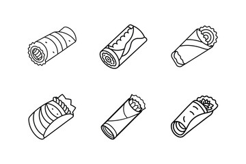 Wall Mural - spring rolls icon line art vector illustration