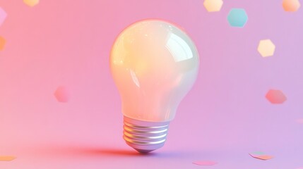 Aufkleber - Glowing lightbulb on pink background with confetti.